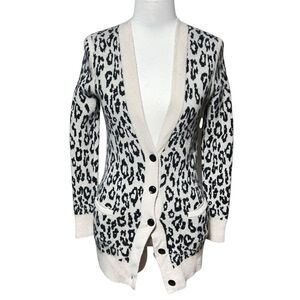 Magaschoni Long Sleeve Animal Print Cardigan Sweater Size Small